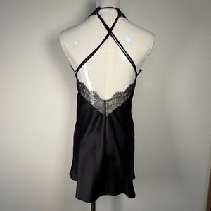 Victoria’s Secret Babydoll Camisole Y2K Lace Halter Open Back Black S